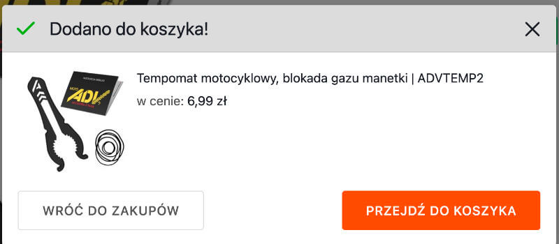 Popup Dodano do koszyka