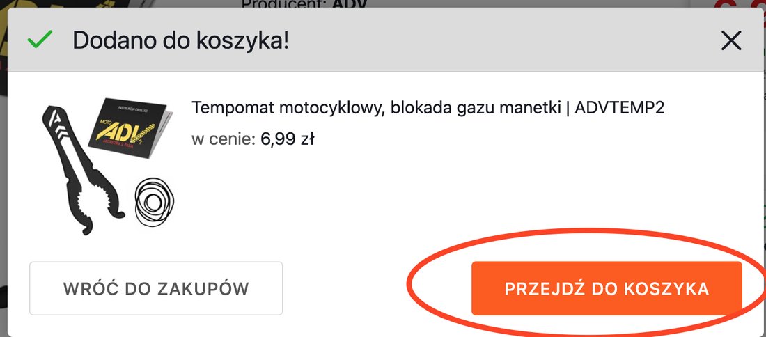 Added to cart window with the Go to cart button highlighted