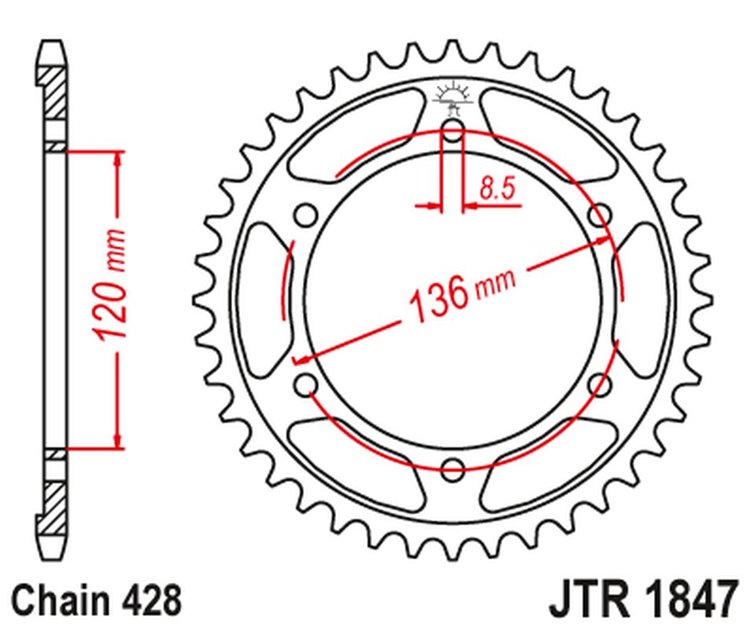 ZĘBATKA TYLNA 4324 48 YAMAHA TDR 125 '93-'99 (432448JT) (ŁAŃC. 428)