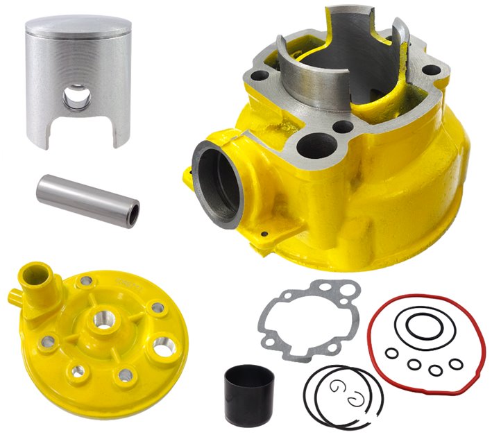 Cylinder i głowica Moretti do motoroweru 2T 80cc AM6 żółte