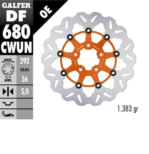 Tarcza hamulcowa przód Harley-Davidson (292x56x5mm) WAVE Pływająca Kolor pomarańczowy GALFER | DF680CWUN