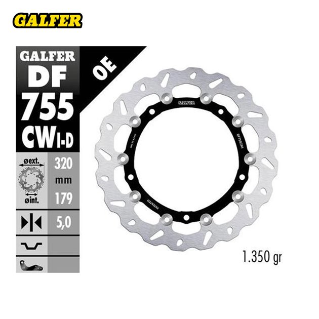 GALFER TARCZA HAMULCOWA PRZÓD BMW S 1000R/RR/XR 2009-2022 (LEWA) (WAVE FLOATING) (320X179X5MM) | DF755CWI