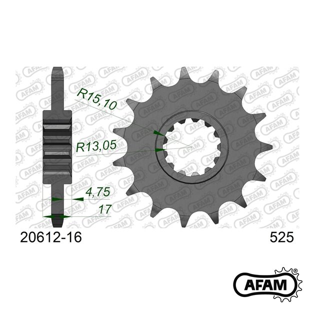 Zębatka przednia 16 Honda CBR 600F, CBR 600RR, CBF 600 ŁAŃC. 525 AFAM | 20612-16