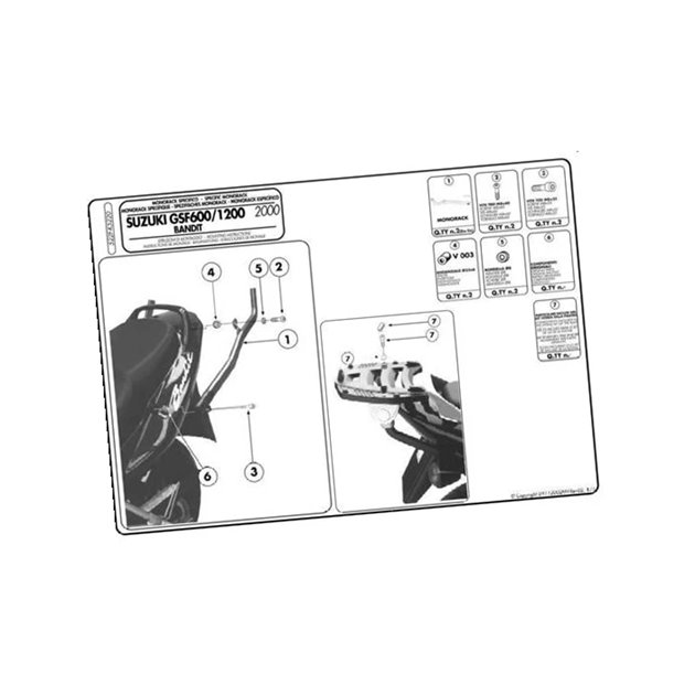 Stelaż kufra centralnego Suzuki GSF 1200 Bandit/S bez płyty Kappa | K5220