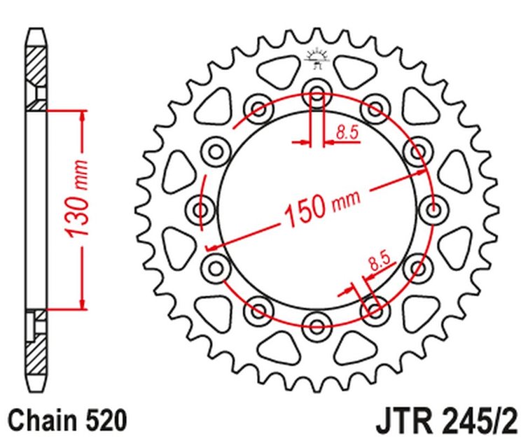 ZĘBATKA TYLNA 270 38 YAMAHA YZ/YZF/WRF '99-'18 (27038JT) (JTR245/2.38) (ŁAŃC. 520)