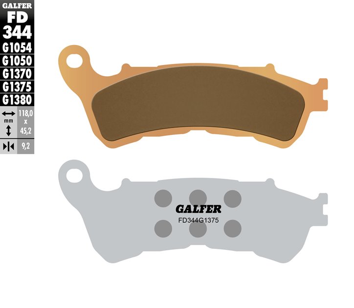 GALFER KLOCKI HAMULCOWE KH388 SPIEK METALICZNY (ZŁOTE) SPORT, PRZÓD HONDA CBF/CB/DN-01/GL 1800/NC 700/XL 1000V/XL 700V/VFR 800, 1200/VT 1300/ST 1300 2008-