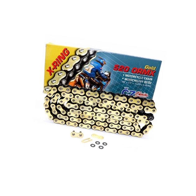 CZ ŁAŃCUCH NAPĘDOWY 520 ORMX (122 OGNIW) ACTIVE RING (X-RING) ZŁOTY DO 600 CCM (ENDURO) (34,5 KN) + ZAPINKA | CZ520ORMX122GL