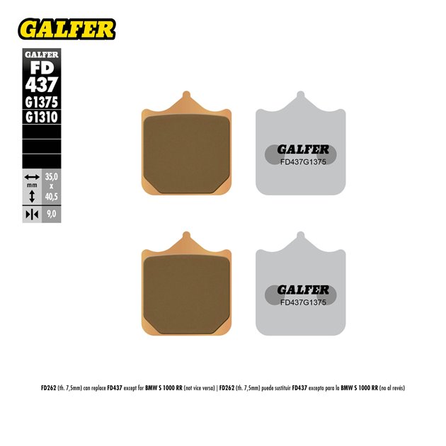 GALFER KLOCKI HAMULCOWE KH604/4 SPIEK METALICZNY (ZŁOTE) SINTER SPORT