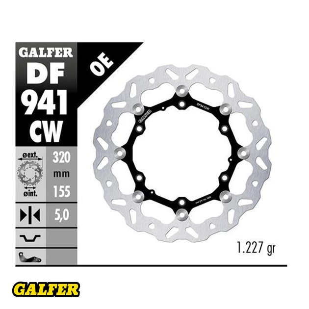 Tarcza hamulcowa przód KTM 390 ADVENTURE, Husqvarna 401 SVARTPILEN WAVE FLOATING (320x155x5mm) GALFER | DF941CW