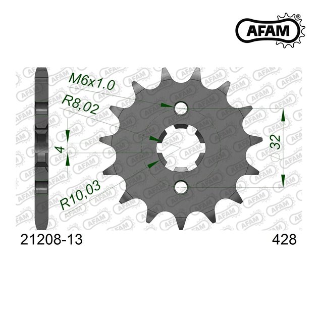 Zębatka przednia 13 Yamaha WR 125R/X, YZF125R, MT125 ŁAŃC. 428 AFAM | 21208-13