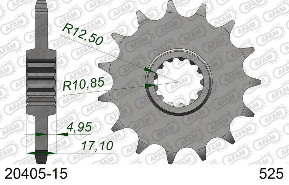 Zębatka przednia 2041 15 z gumą Honda CB 500, CBF 500 Łańcuch 525 AFAM | 20405NR-15