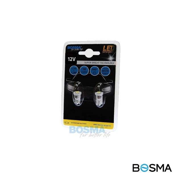 Żarówka BOSMA 12V 1xLED SMD5050 T10 WHITE 6000K BLISTER (2 szt.)