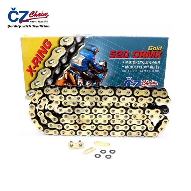 CZ ŁAŃCUCH NAPĘDOWY 520 ORMX (122 OGNIW) ACTIVE RING (X-RING) ZŁOTY DO 600 CCM (ENDURO) (34,5 KN) + ZAPINKA | CZ520ORMX122GL