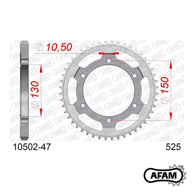 Zębatka tylna 47 Honda XL 600V Transalp ŁAŃC. 525 AFAM | 10502-47