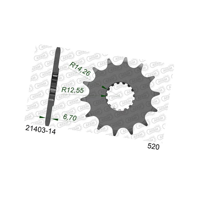 Zębatka przednia 14 Yamaha YFZ 450, YFM 700 Raptor ŁAŃC. 520 AFAM | 21403-14