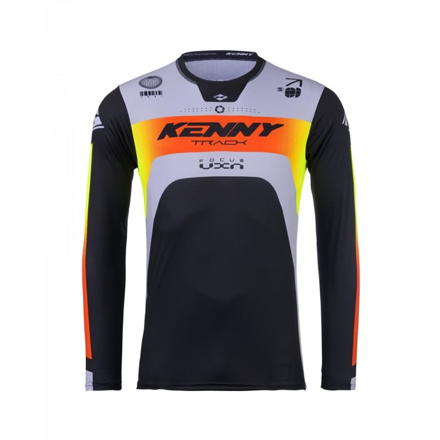 Koszulka Cross/Enduro Kenny Racing Track Focus Grey Czarny/Szary/Żółty / Czerwony S | 251-3403011-5403