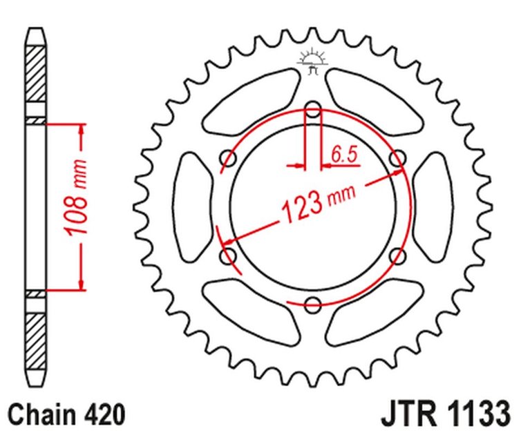 ZĘBATKA TYLNA 4412 52 APRILIA RS 50 '06-'14, DERBI GPR 50 '04-'13, SENDA SM 50 '07-'12 (441252JT) (ŁAŃC.420)