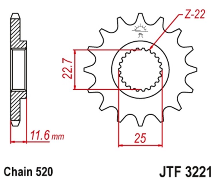 ZĘBATKA PRZEDNIA 2180 11 POLARIS 250/300/325/400/500 (218011JT) (ŁAŃC. 520)