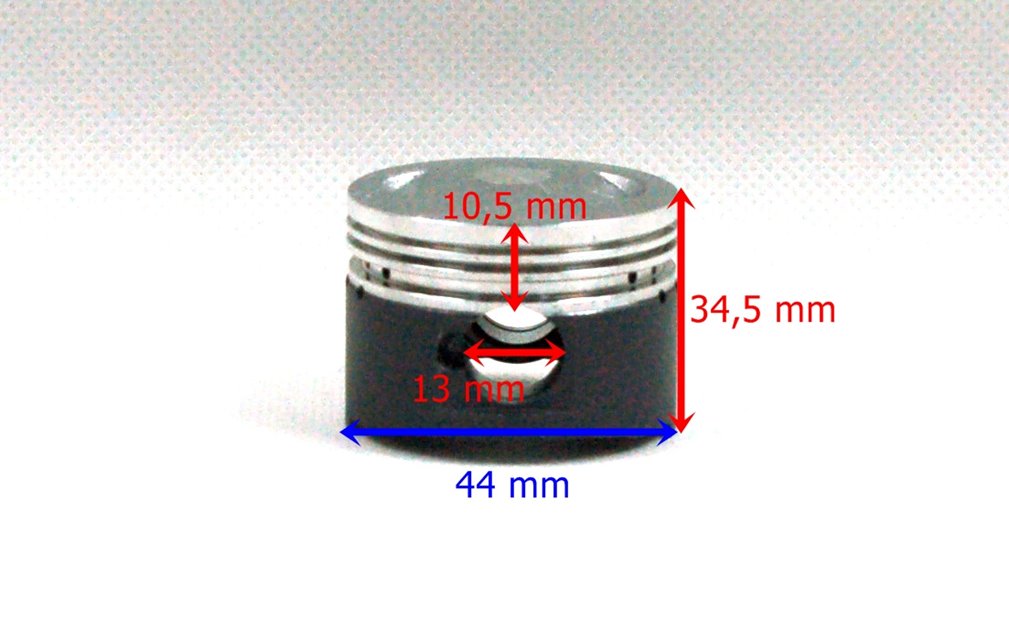 Tłok Moretti 60cc Skuter 4T, śr:44 sw:13 c:17,2, grafitowany, komplet GY6 139QMB, 139QMA Skuter 4T