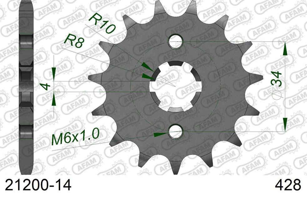 Zębatka przednia 14 Suzuki RM 80/85, Yamaha XT 125 R/X, Junak 125 ŁAŃC. 428 AFAM | 21200-14