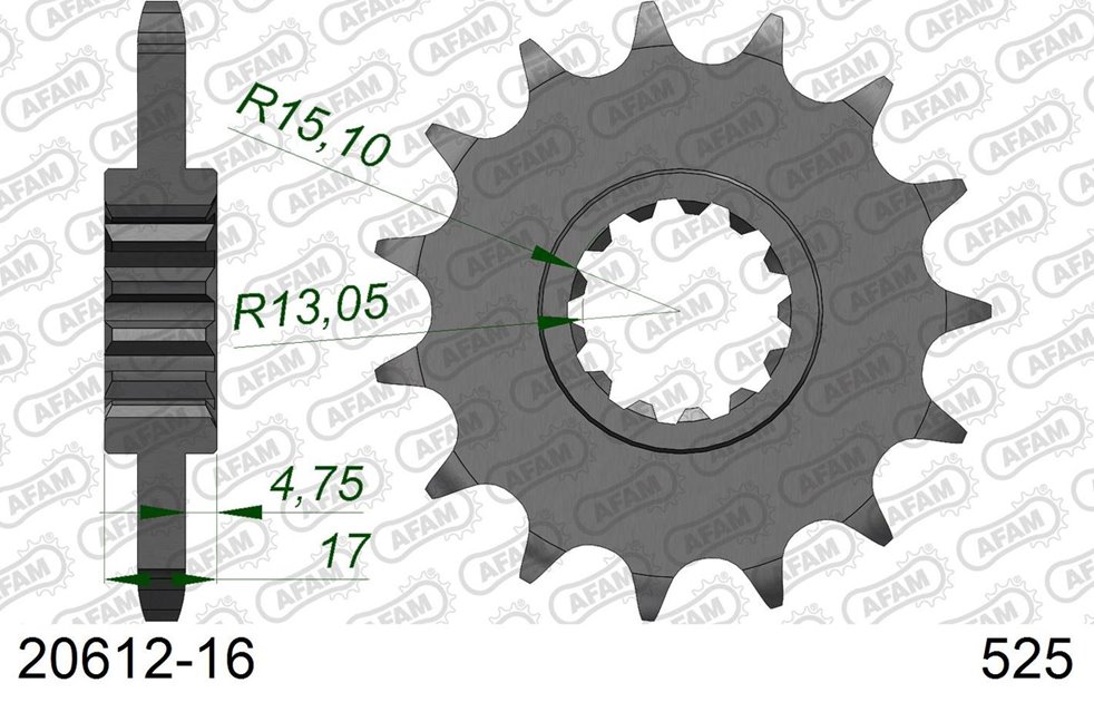 Zębatka przednia 16 Honda CBR 600F, CBR 600RR, CBF 600 ŁAŃC. 525 AFAM | 20612-16