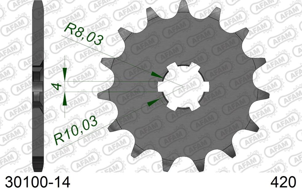 Zębatka przednia 14 Kawasaki KX 65/80/85 ŁAŃC. 420 AFAM | 30100-14