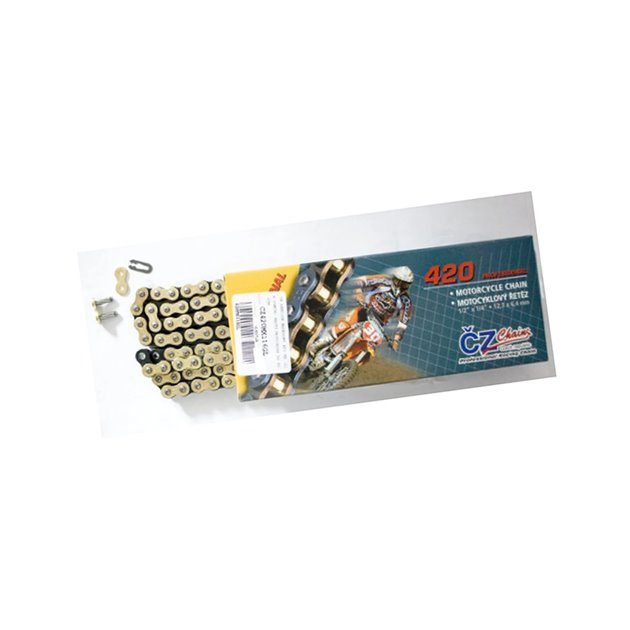 CZ ŁAŃCUCH NAPĘDOWY 420 MX (112 OGNIW) ZŁOTY (MOTOCROSS DO 85 CCM) (22,0 KN) + ZAPINKA | CZ420MX112GL