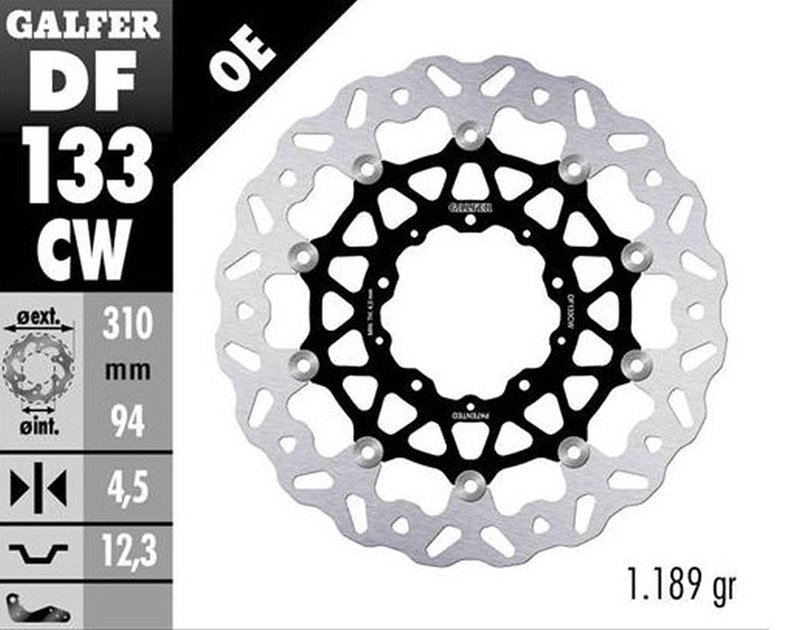 GALFER TARCZA HAMULCOWA PRZÓD HONDA FORZA 750 2021-2023; CB 1000R 2018-2023; NT 1100 2022-2023 (WAVE FLOATING) (310X94X4,5MM)