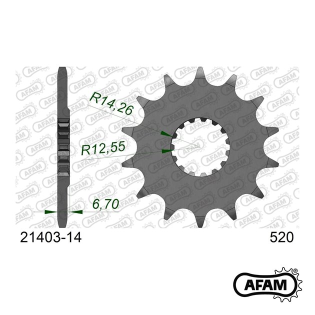 Zębatka przednia 14 Yamaha YFZ 450, YFM 700 Raptor ŁAŃC. 520 AFAM | 21403-14