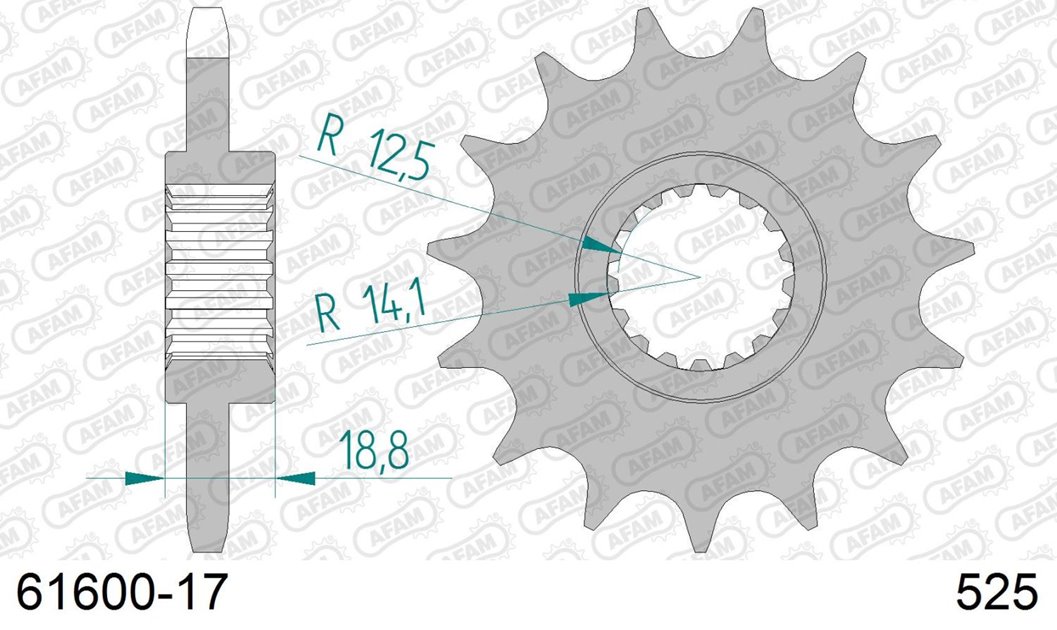 Zębatka przednia 17 BMW F 650/700/800 GS ŁAŃC. 525 AFAM | 61600-17