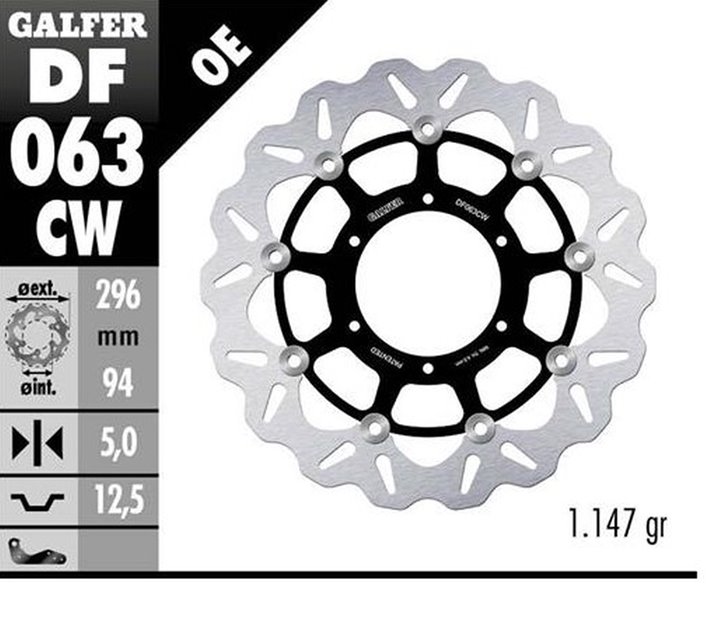 Tarcza hamulcowa przód Honda CBR 600F4 i SPORT, CB 900 Hornet, VTX 1800C WAVE FLOATING (296x94x5mm) GALFER | DF063CW