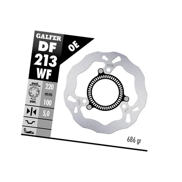 GALFER TARCZA HAMULCOWA TYŁ KAWASAKI NINJA 300 R SP (ABS) 2013-, NINJA 400 / ABS 2018-, Z 400 2020- (220X100X5MM) WAVE