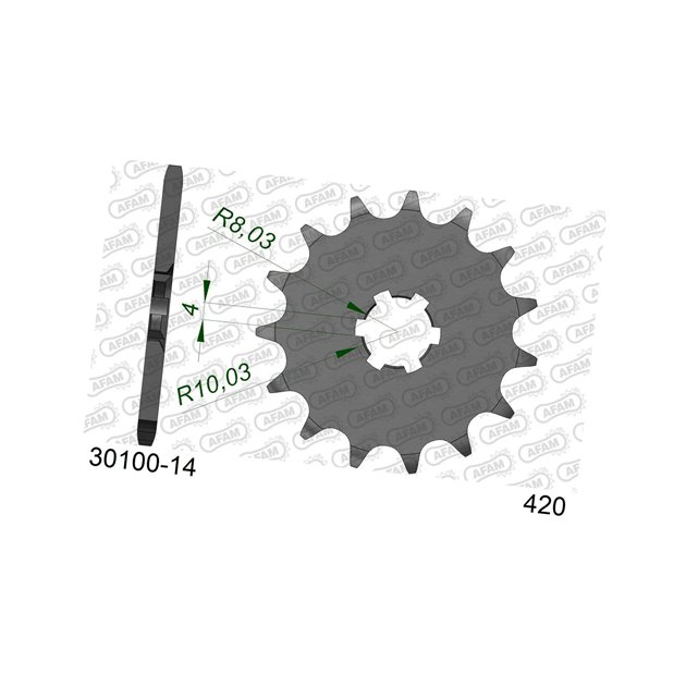 Zębatka przednia 14 Kawasaki KX 65/80/85 ŁAŃC. 420 AFAM | 30100-14