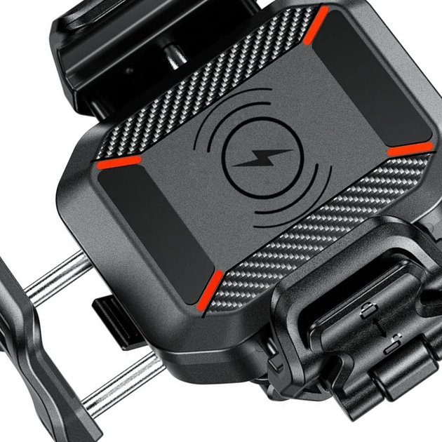 Uchwyt motocyklowy na telefon ANTYWIBRACYJNY QUICK LOCK z ładowarką INDUKCYJNĄ i USB-C R24-PD DAMPER Biketec | BT264