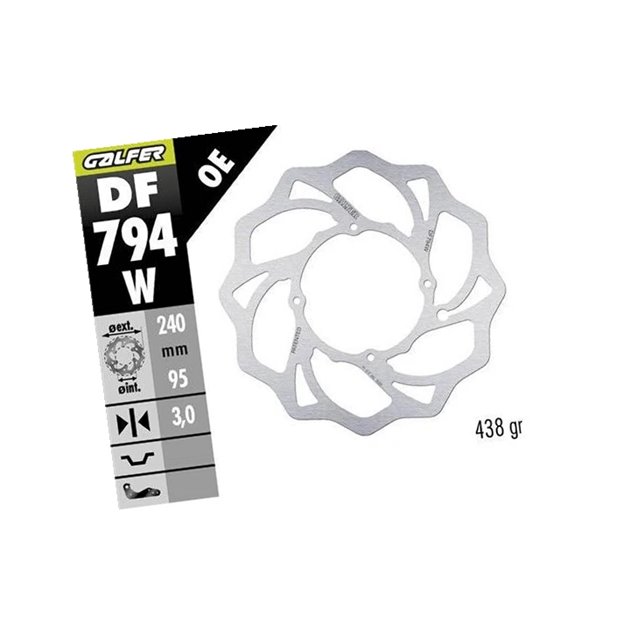 GALFER TARCZA HAMULCOWA PRZÓD KTM SX 85 2021-; HUSQVARNA TC 85 2021-; GAS GAS MC 85 2021- (240X95X3MM) WAWE