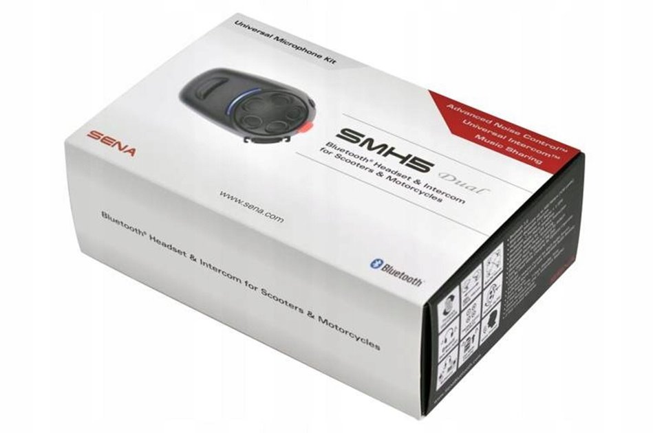 Interkom SMH5 Bluetooth 3.0 zasięg do 400 m z uniwersalnym zestawem mikrofonów 1 zestaw Sena | SMH5-10