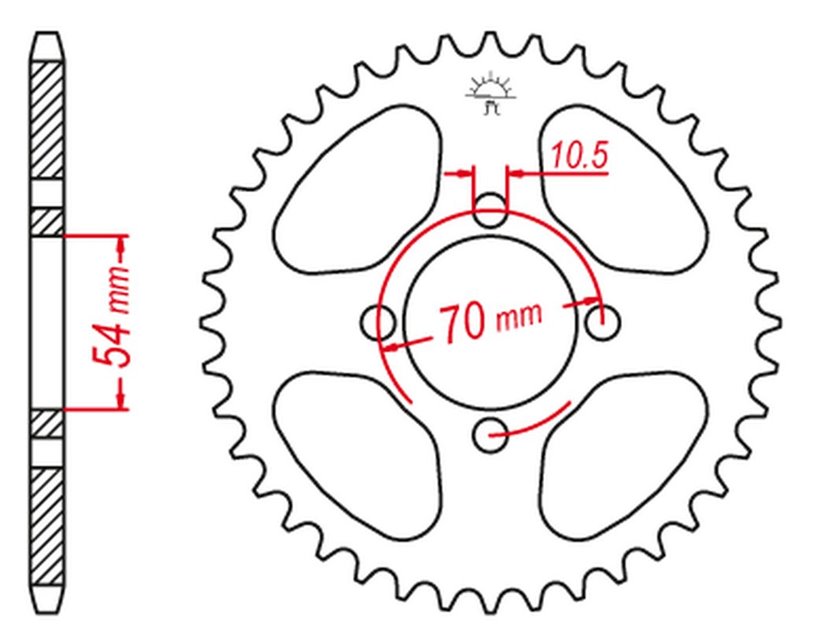 ZĘBATKA TYLNA 4304 42 HONDA CBR 125 '04-'10 (430442JTZBK) (ŁAŃC. 428) (JC34/39) KOLOR CZARNY - WYCOFANA Z OFERTY