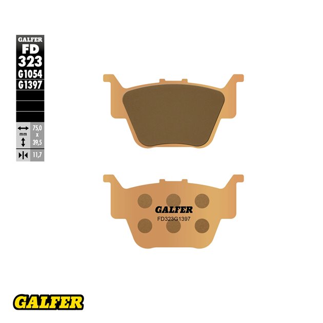 GALFER KLOCKI HAMULCOWE KH373 SPIEK METALICZNY (ZŁOTE) ATV TYŁ HONDA TRX 420 2009- ,TRX 450R 2004-2005, TRX 680 RINCON 2003-