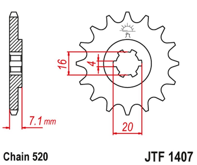 ZĘBATKA PRZEDNIA 422 10 KAWASAKI KSF/KXF 80 '03-06', SUZUKI LT 80 '89-06' (42210JT) (ŁAŃC. 520)