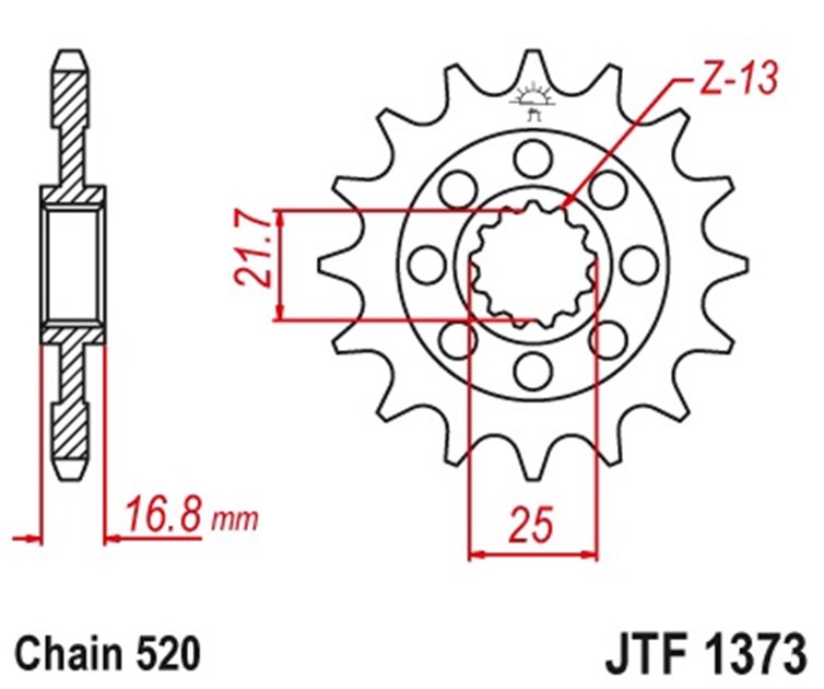 ZĘBATKA PRZEDNIA 2042 16 Z GUMĄ HONDA NC 700S/X '12-'13, INTEGRA 700D '12-'13 (JTF1373.16RB)* (ŁAŃC. 520)