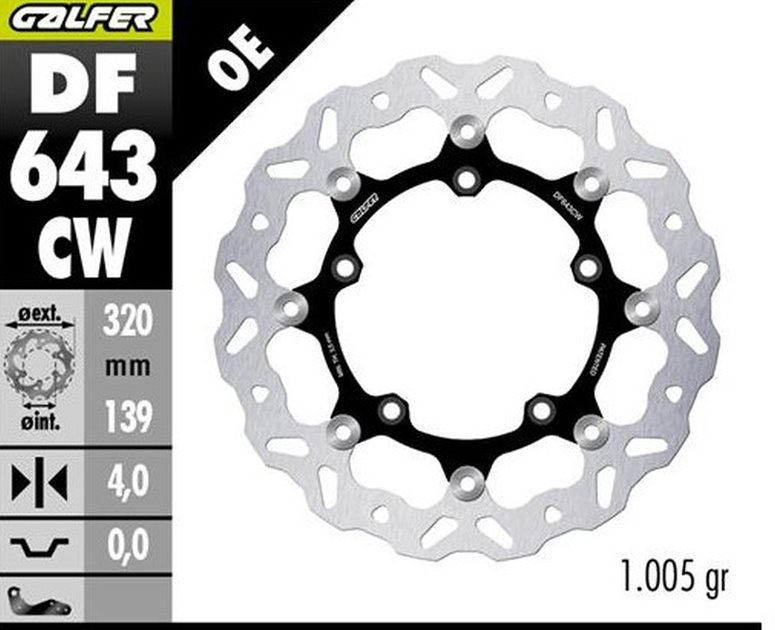 Tarcza hamulcowa przód Kove 800X PRO Wave Floating 320x139x4mm Galfer | DF643CW
