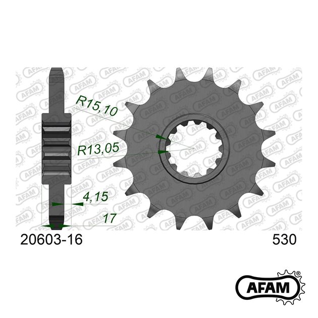 Zębatka przednia 16 Z GUMĄ Honda CBR 1000RR, CBF 1000, CBR 900/929/954 ŁAŃC. 530 AFAM | 20603NR-16