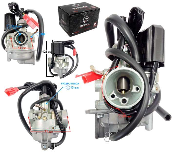 Gaźnik skuter 2T 50cc Honda Dio, ssanie elektryczne Moretti