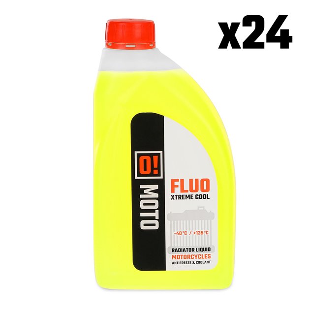 ZESTAW 24 SZTUKI PŁYN DO CHŁODNIC 1L O! FLUO XTREME COOL+135 GOTOWY DO UŻYCIA  (OLE-001) (-40 DO +135) (PAKIET 24 SZTUKI) OMOTO