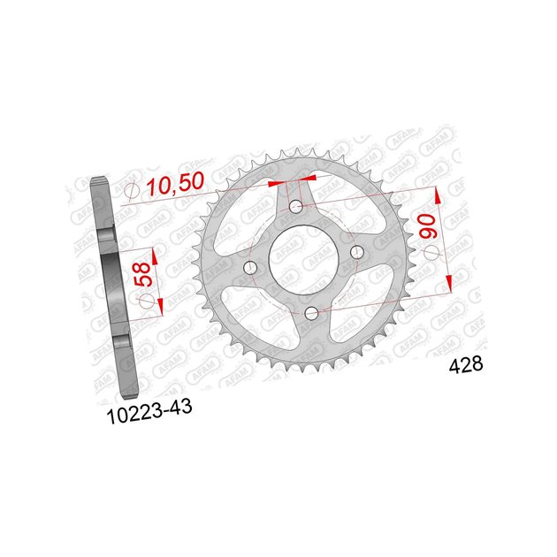 Zębatka tylna 43 Honda CG 125, CM 125, CB 125T, Daelim VC 125 ŁAŃC. 428 AFAM | 10223-43