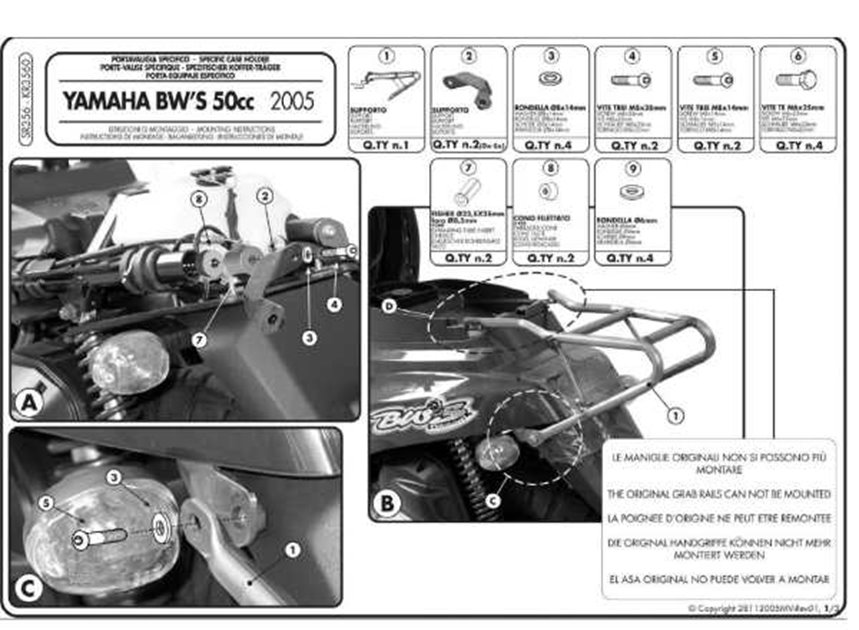 Stelaż kufra centralnego Yamaha bws 50 (05-15), mbk booster 50 (05-14) ( bez płyty ) KAPPA