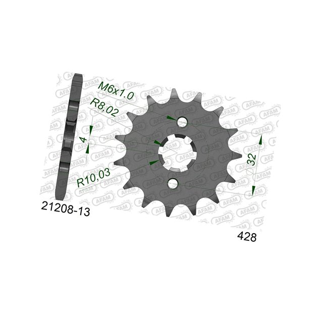 Zębatka przednia 13 Yamaha WR 125R/X, YZF125R, MT125 ŁAŃC. 428 AFAM | 21208-13