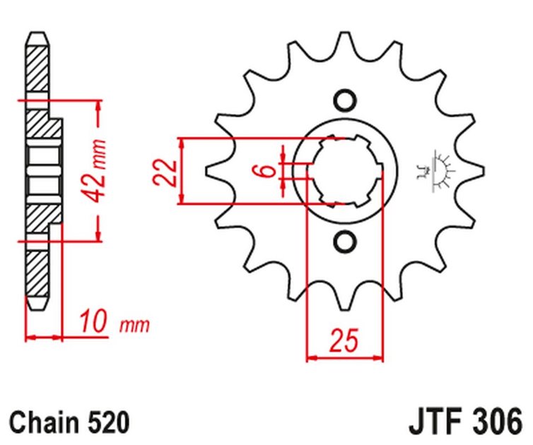 ZĘBATKA PRZEDNIA 281 14 HONDA NX 650 DOMINATOR '88 (GRUBOŚĆ 10MM) (28114JT) (ŁAŃC. 520) (-1)