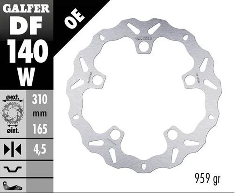 Tarcza hamulcowa Przód Honda VFR 1200X Crosstourer (WAVE FIXED) (310X165X4,5mm) Galfer | DF140W
