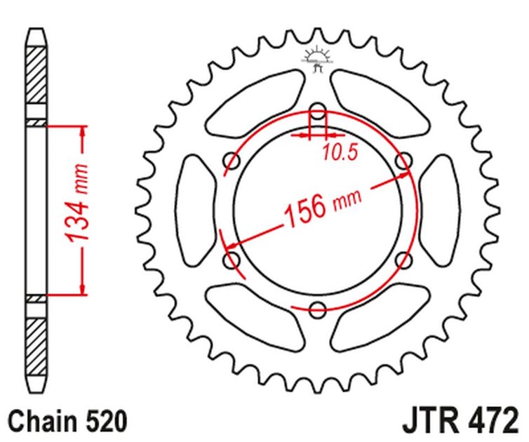 ZĘBATKA TYLNA 473 37 KAWASAKI Z 200 '77-83', Z 250 '81-83' (47337JT) (ŁAŃC.520)